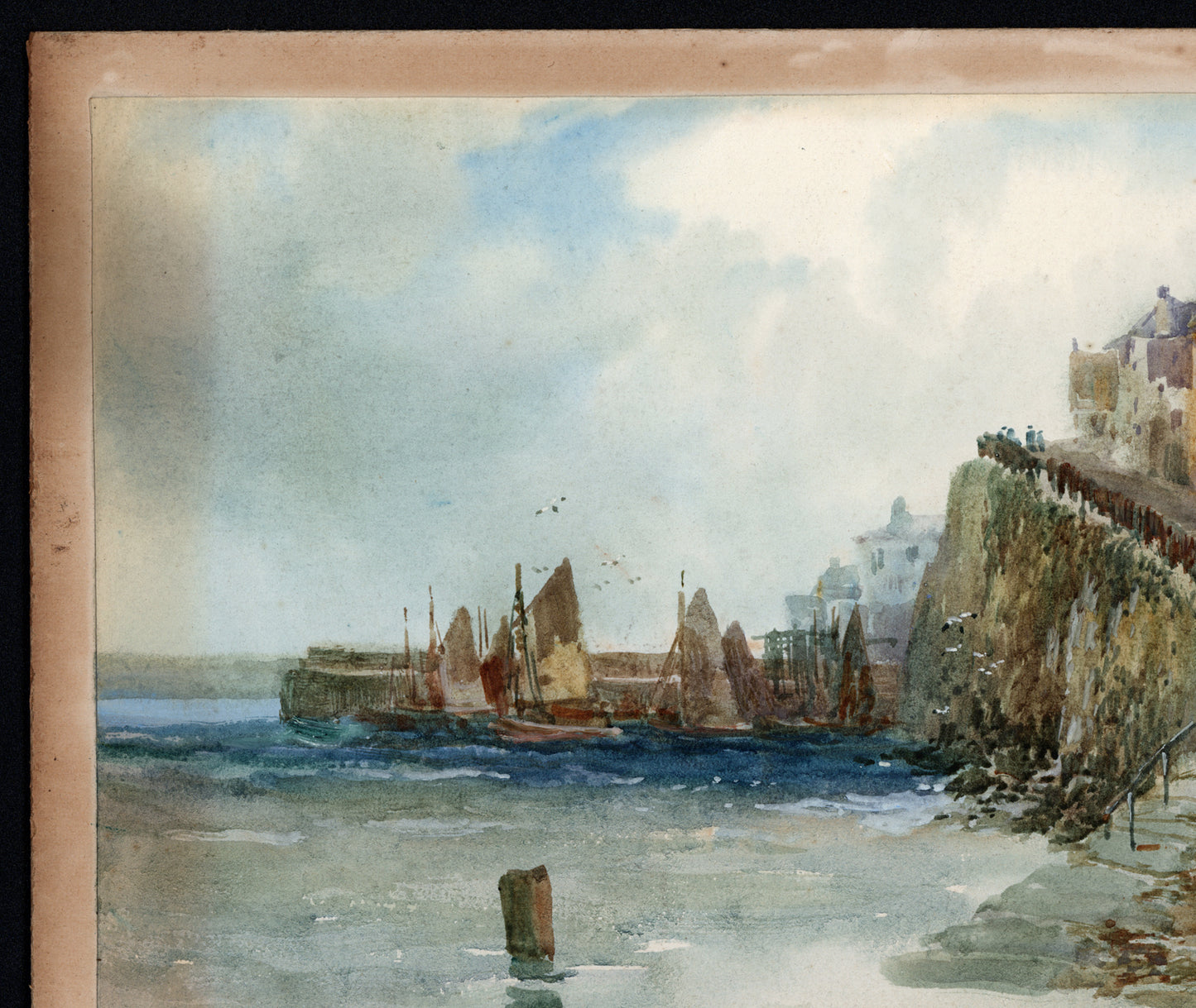 Walter Henry Sweet (1889-1949) Watercolour Painting Norrad Slip Newlyn Cornwall