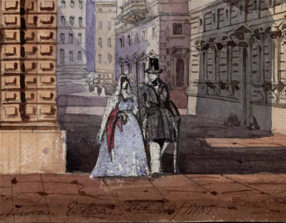 H. B. Garling - Watercolour Painting - Genoa Italy 1844 - Grand Tour