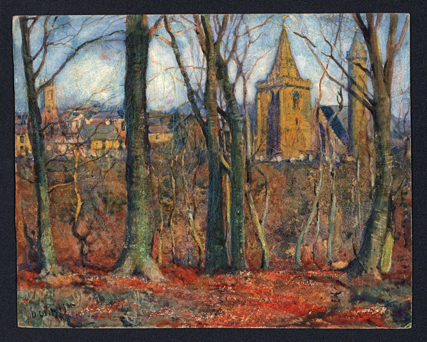 David Waterson (1870-1954) Watercolour Painting - Brechin Cathedral Scotland 1898
