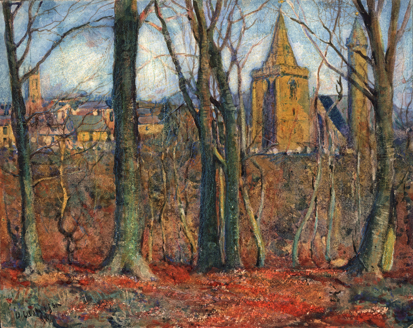 David Waterson (1870-1954) Watercolour Painting - Brechin Cathedral Scotland 1898
