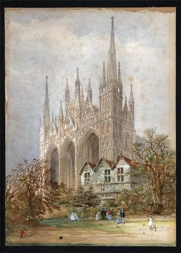 Louise Rayner (1832-1924) - Watercolour Painting - Peterborough Cathedral