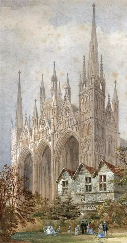 Louise Rayner (1832-1924) - Watercolour Painting - Peterborough Cathedral