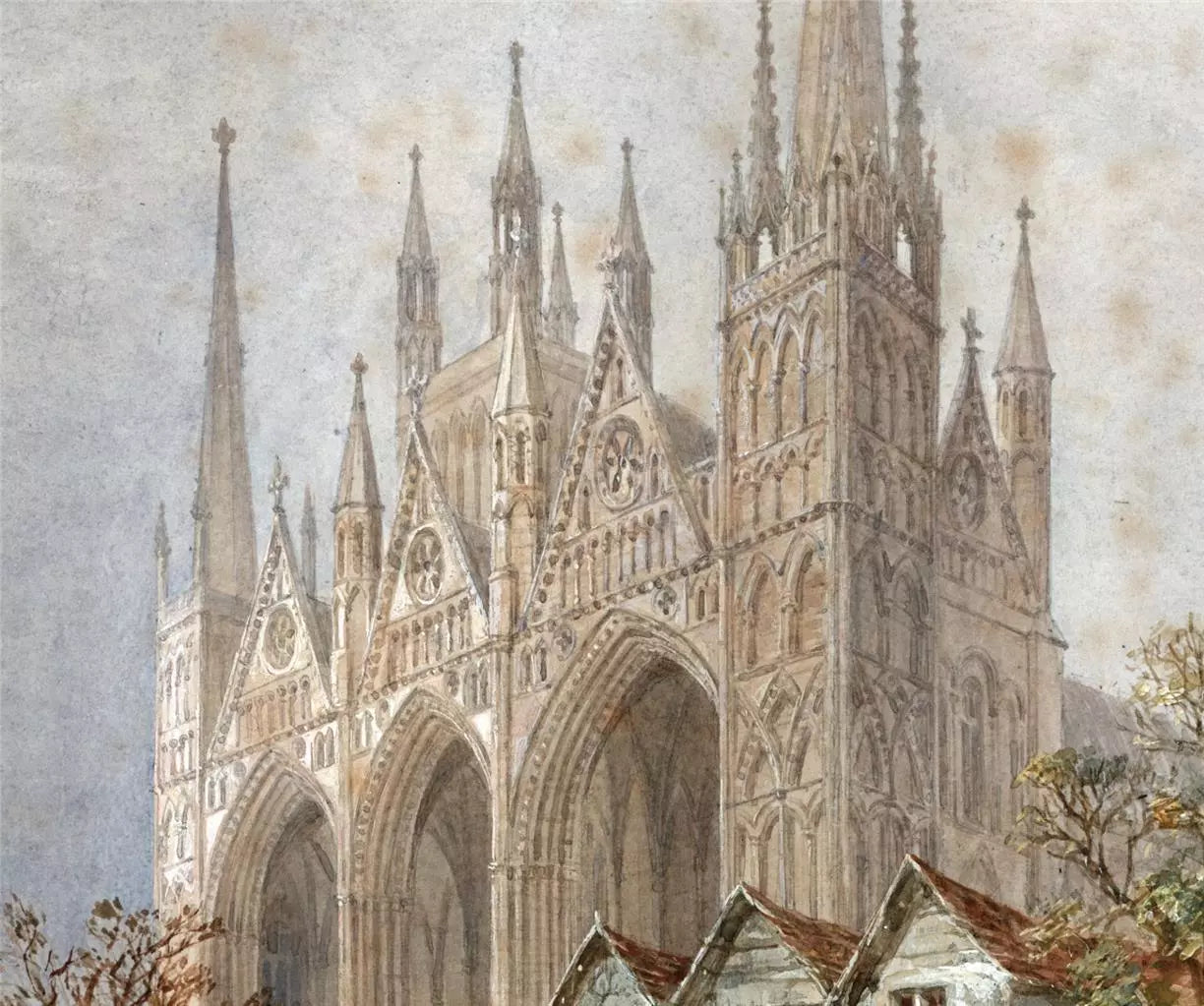 Louise Rayner (1832-1924) - Watercolour Painting - Peterborough Cathedral