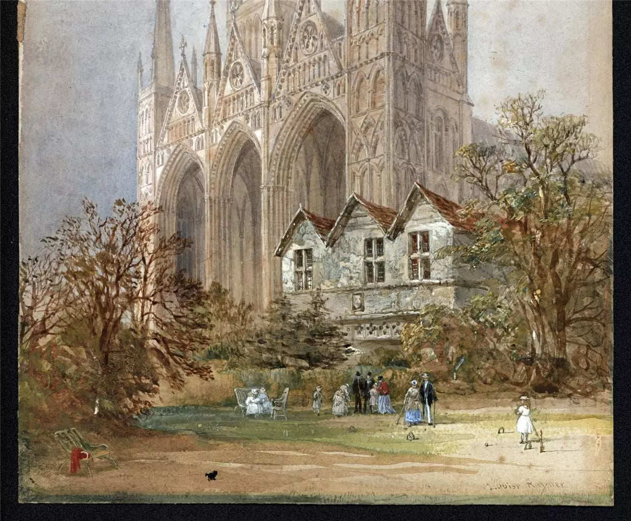 Louise Rayner (1832-1924) - Watercolour Painting - Peterborough Cathedral