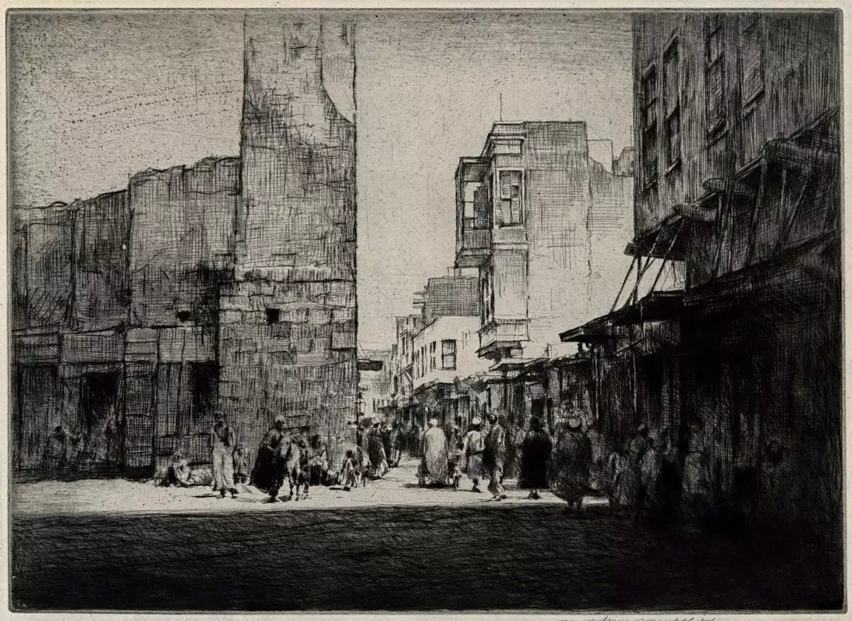 Mortimer Luddington Menpes - Pencil Signed Etching - Street Scene, Cairo - Egypt