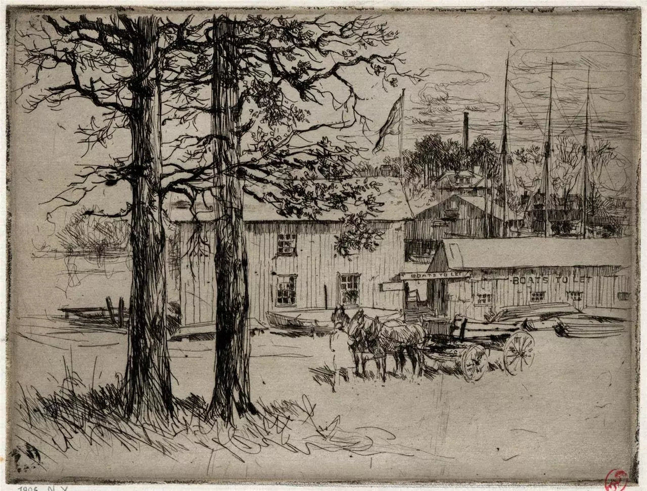 Charles Huard (1874-1965) Antique Etching - New York USA 1906