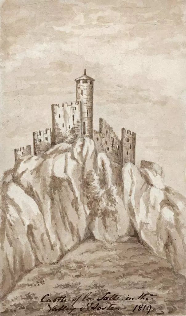 Elizabeth Campbell (1783-1861) Watercolour Painting - Chatelard Castle Valle d'Aosta Italy 1819
