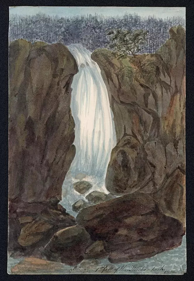 Elizabeth Campbell (1783-1861) Watercolour Painting - Falls of the Reichenbach, Meiringen, Switzerland 1818