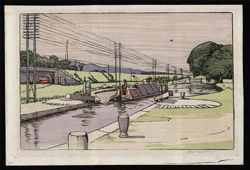 Ethel Kirkpatrick (1869-1966) Woodcut Signed In Pencil - The Gates Harrow Canal
