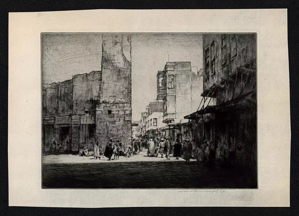 Mortimer Luddington Menpes - Pencil Signed Etching - Street Scene, Cairo - Egypt