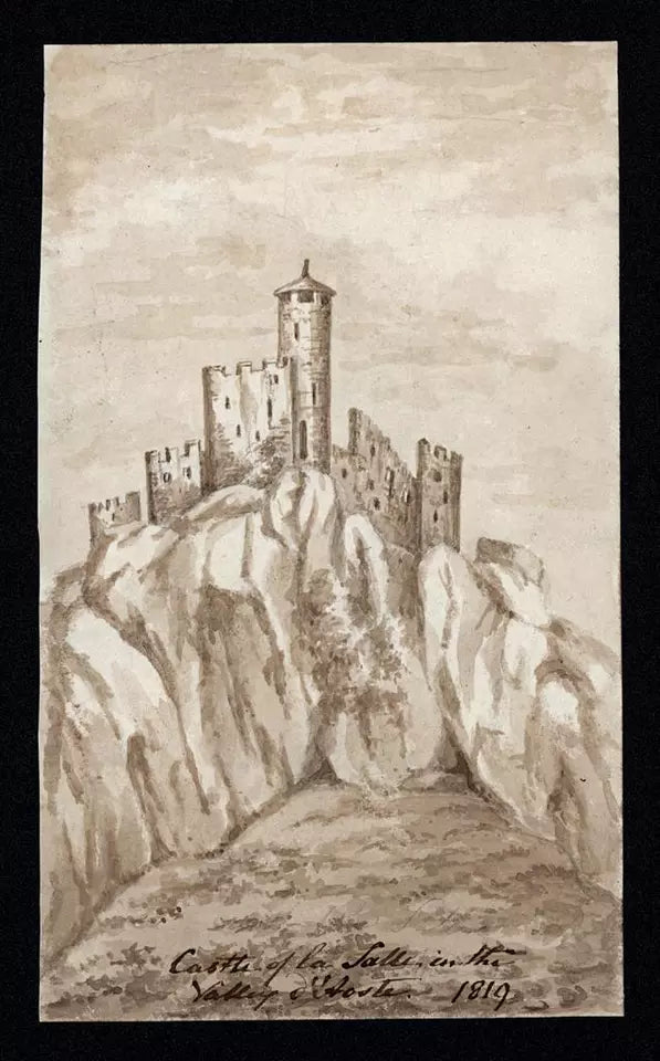 Elizabeth Campbell (1783-1861) Watercolour Painting - Chatelard Castle Valle d'Aosta Italy 1819