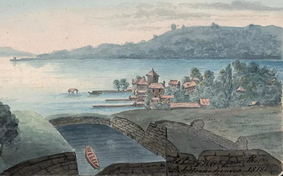 Elizabeth Campbell (1783-1861) Watercolour Painting - From Saint-Antoine Geneva Switzerland 1818