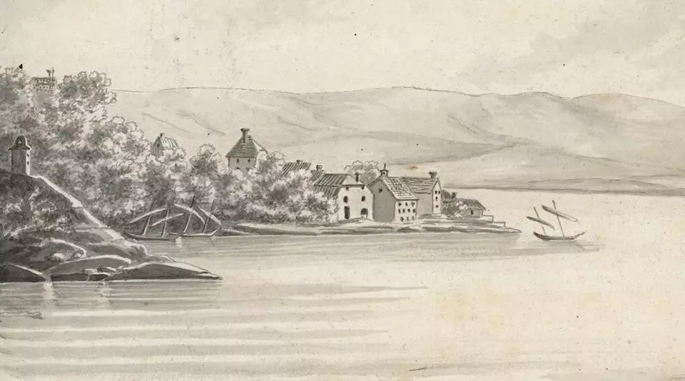Elizabeth Campbell (1783-1861) Watercolour Painting - Saint-Gingolph Lake Of Geneva Switzerland 1819