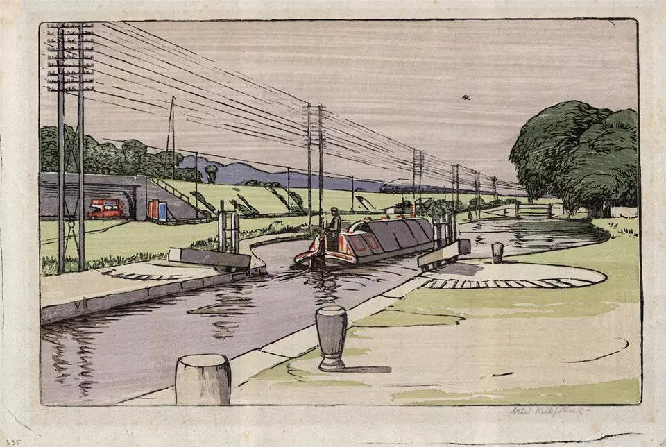 Ethel Kirkpatrick (1869-1966) Woodcut Signed In Pencil - The Gates Harrow Canal