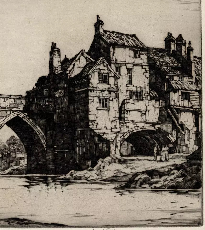 Kenneth Steel (1906-1970) Pencil Signed Etching - Elvet Bridge Durham