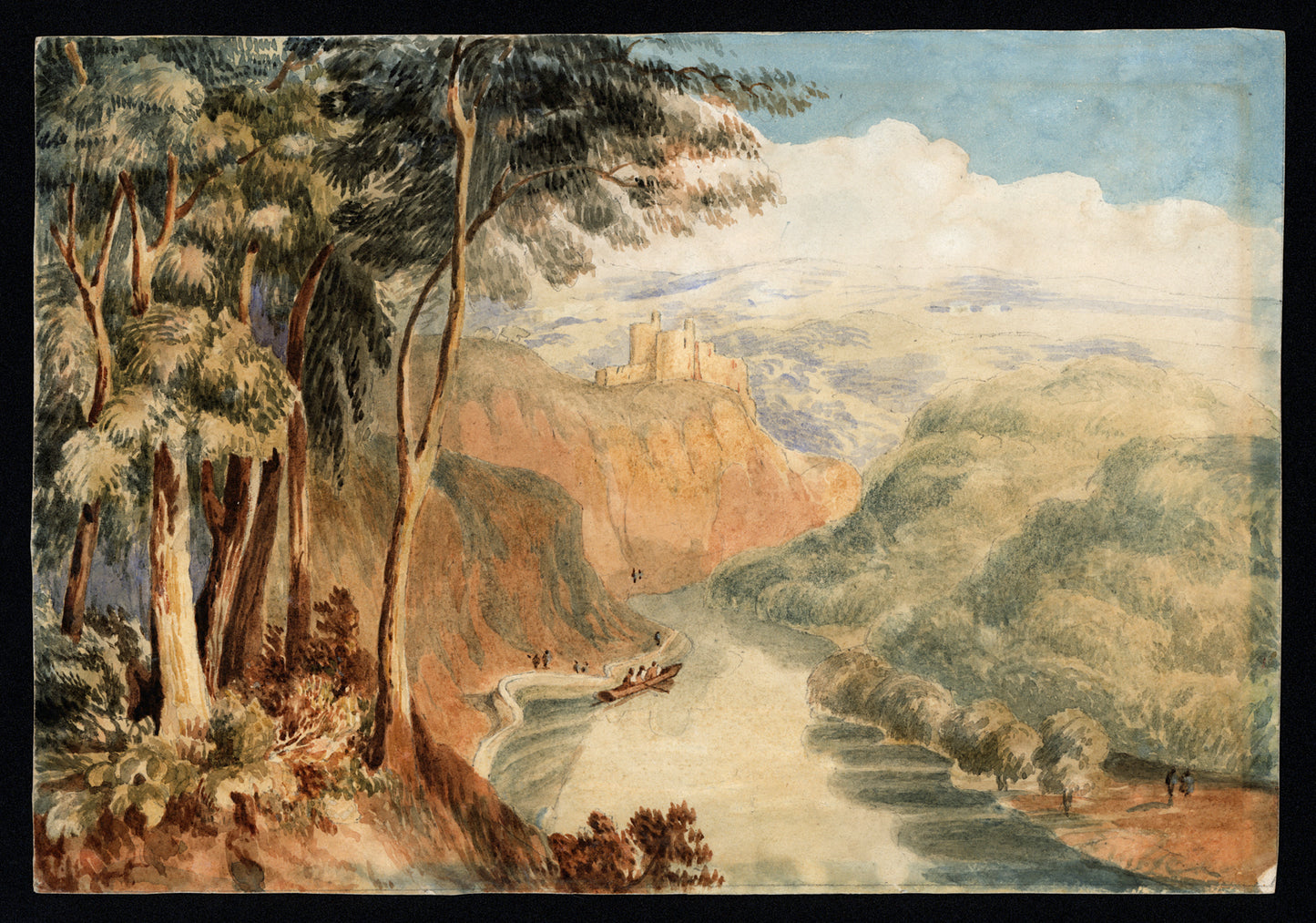 Kilgarren / Cilgerran Castle South Wales 1861 Watercolour Painting 19th Century