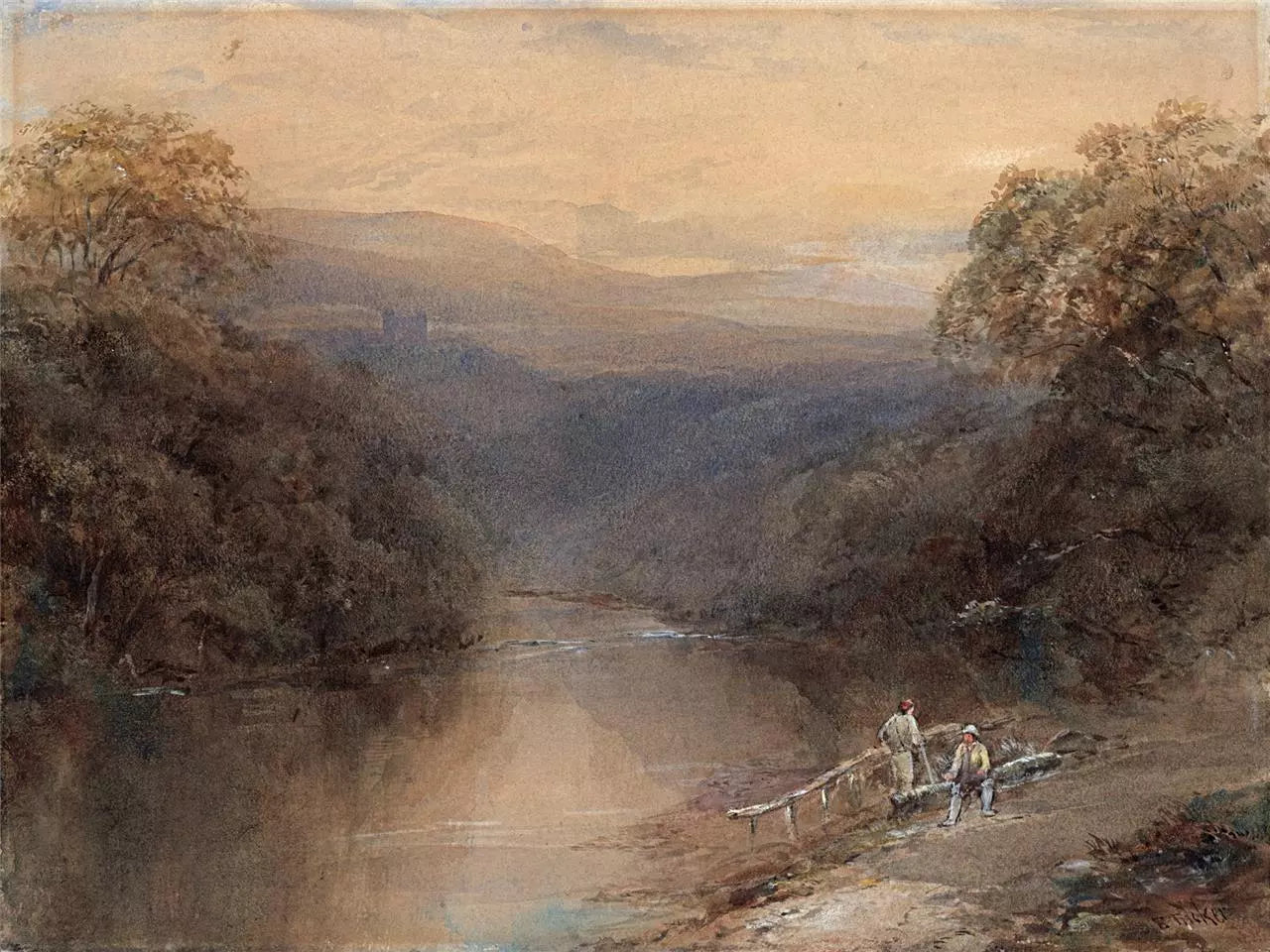 Edward Tucker (1825-1909) Watercolour Painting - Barden Tower Wharfedale Yorkshire