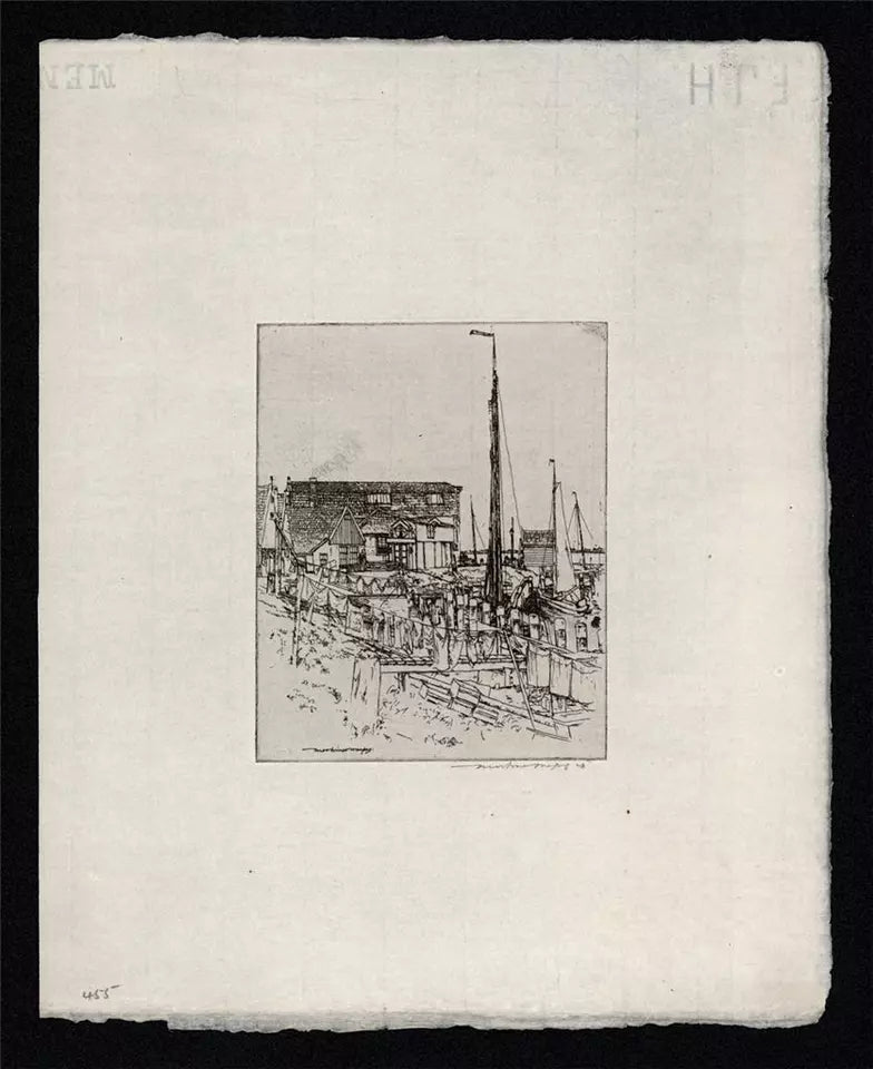 Mortimer Luddington Menpes - Signed Etching - Dutch Fishing Village Netherlands