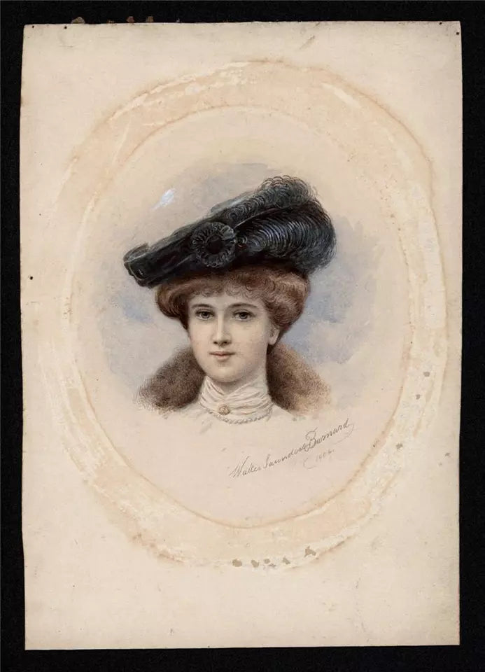 Walter Saunders Barnard (1851-1930) Watercolour Painting - Portrait Of Miss Ethel Pearson 1904