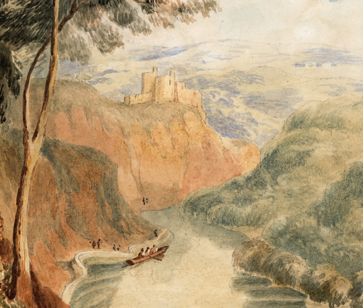 Kilgarren / Cilgerran Castle South Wales 1861 Watercolour Painting 19th Century