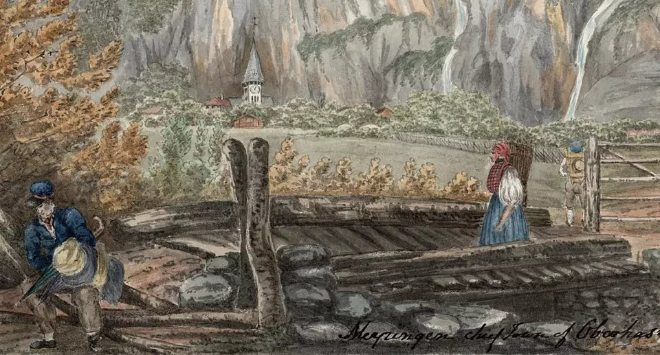 Elizabeth Campbell (1783-1861) Watercolour Painting - Meiringen, Oberhasli, Switzerland 1820