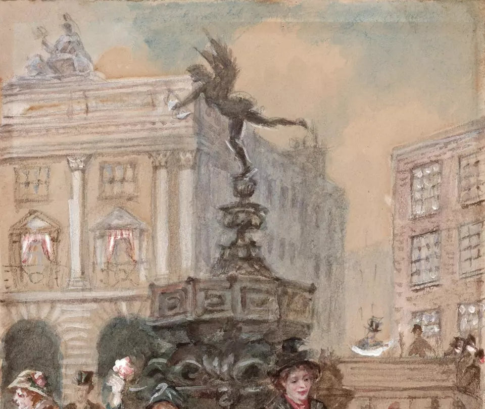 Walter Duncan (1848-1932) Watercolour Painting - Piccadilly Flower Sellers London