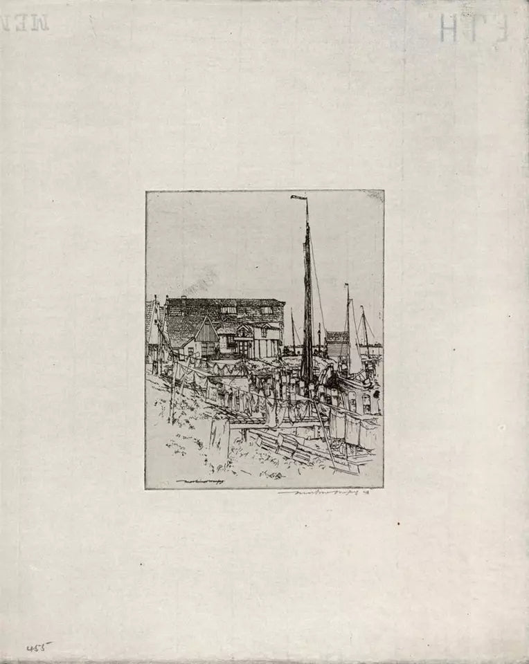 Mortimer Luddington Menpes - Signed Etching - Dutch Fishing Village Netherlands
