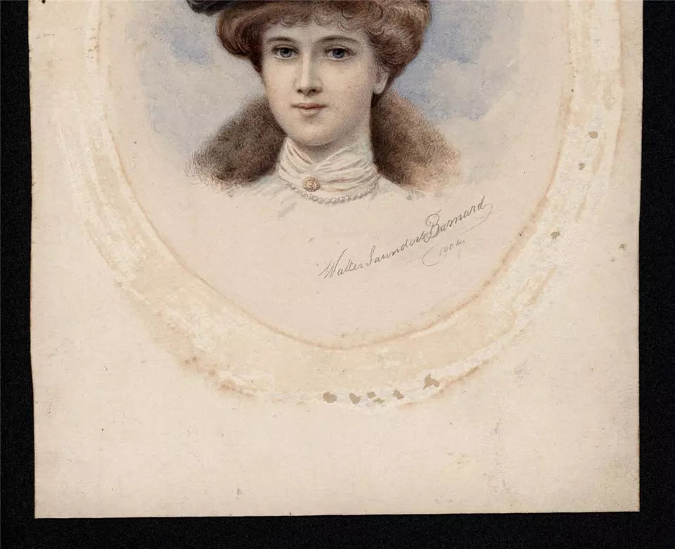 Walter Saunders Barnard (1851-1930) Watercolour Painting - Portrait Of Miss Ethel Pearson 1904
