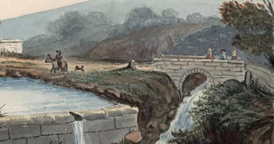 Elizabeth Campbell (1783-1861) Watercolour Painting - Fountains at the foot of Mount Jura Switzerland 1818