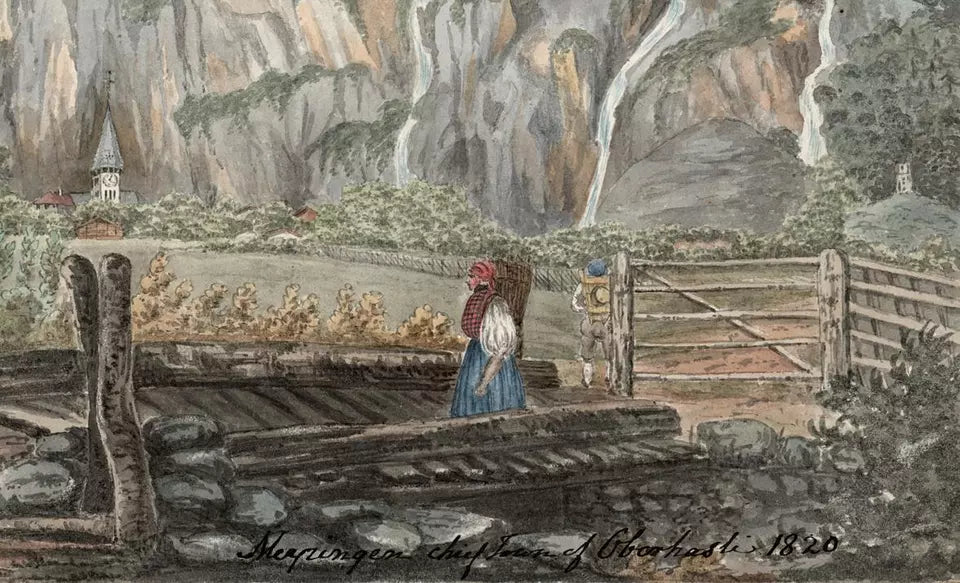 Elizabeth Campbell (1783-1861) Watercolour Painting - Meiringen, Oberhasli, Switzerland 1820