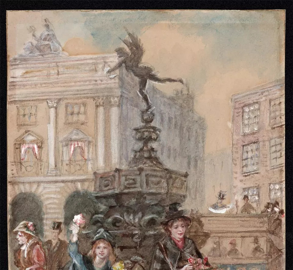 Walter Duncan (1848-1932) Watercolour Painting - Piccadilly Flower Sellers London