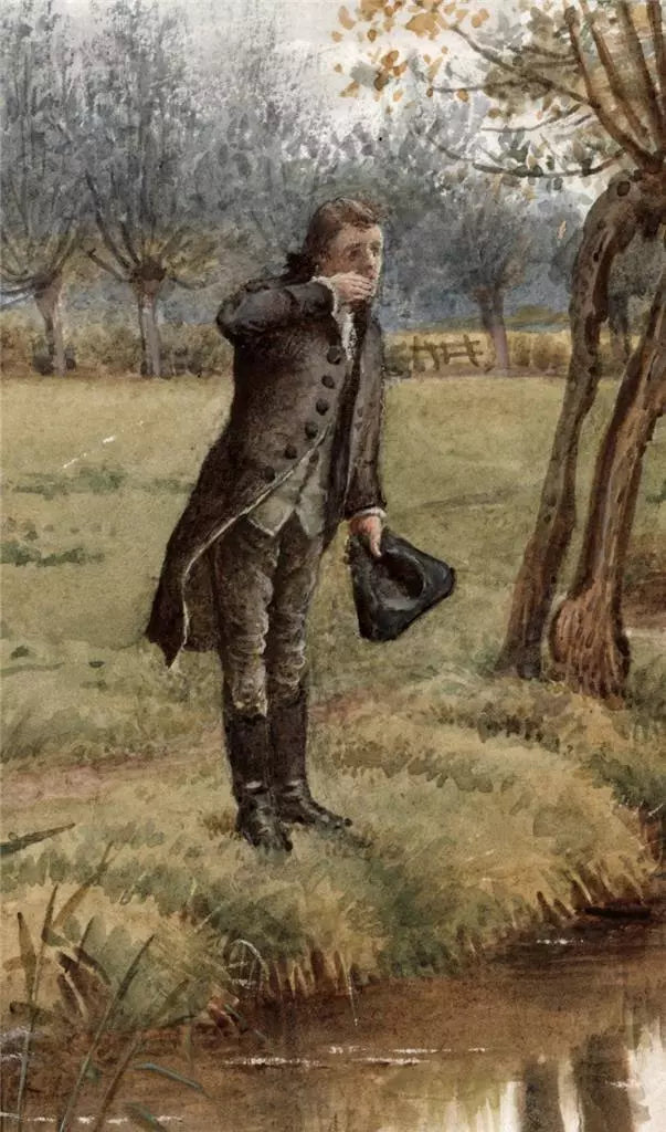 George Goodwin Kilburne (1839-1924) Watercolour Painting - The Kiss - Landscape