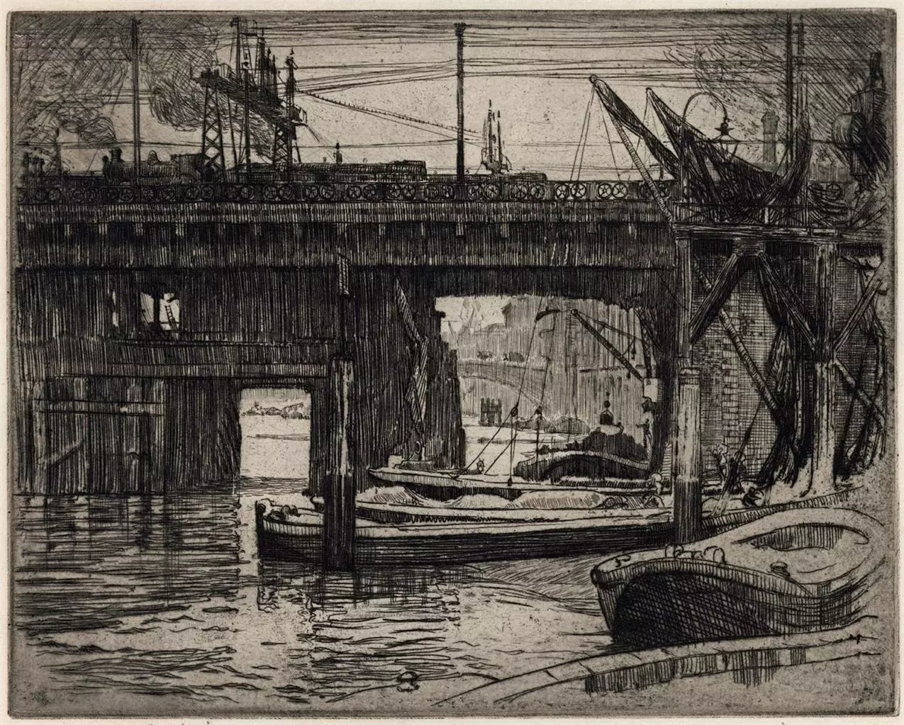 Alexander Edward Waite (1888-1958) - Pencil Signed Etching - Cannon Street Railway Bridge London