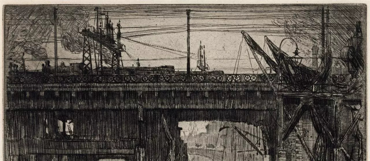 Alexander Edward Waite (1888-1958) - Pencil Signed Etching - Cannon Street Railway Bridge London