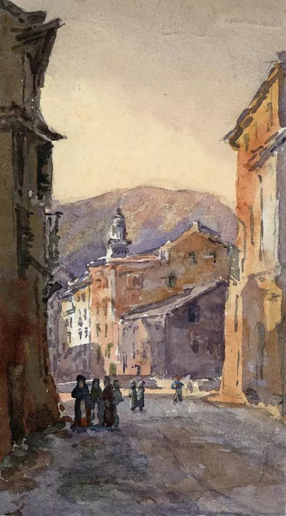 Joseph Twigg (1844-1914) Small Watercolour Painting - Riviera de Levante Italy - 19th Century