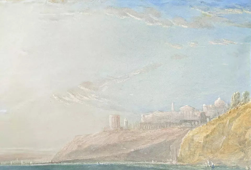 Figures By The Shore Watercolour Painting 19th Century