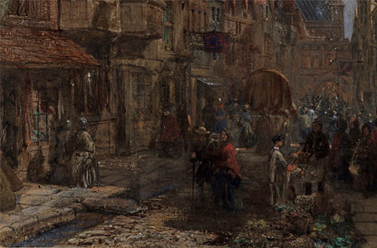 Louise Rayner (1832-1924) - Watercolour Painting - High Street Salisbury - Cathedral