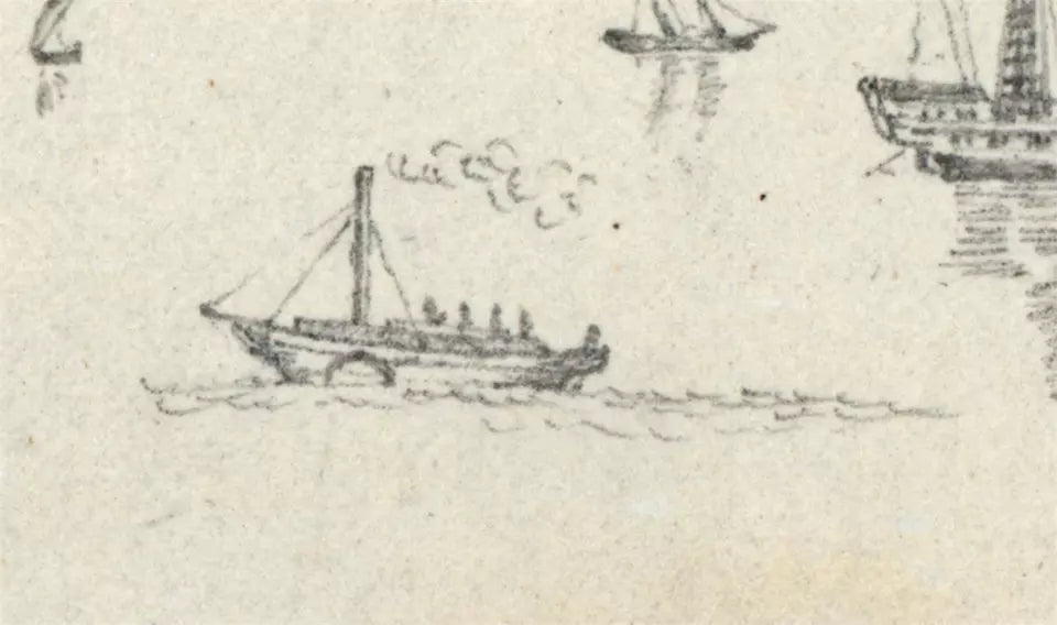Cork Harbour Spike Island - Ireland c1823 - Pencil Drawing - Early 19th Century