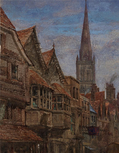 Louise Rayner (1832-1924) - Watercolour Painting - High Street Salisbury - Cathedral