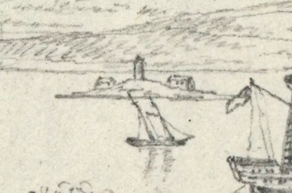 Cork Harbour Spike Island - Ireland c1823 - Pencil Drawing - Early 19th Century