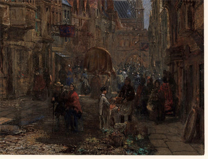 Louise Rayner (1832-1924) - Watercolour Painting - High Street Salisbury - Cathedral