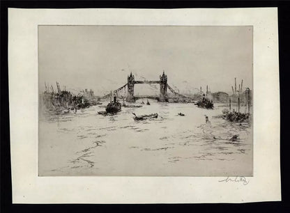 Sidney Mackenzie Litten (1887-1949) Pencil Signed Etching - Tower Bridge London