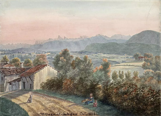 Elizabeth Campbell (1783-1861) Watercolour Painting - Village Of Satigny, Switzerland 1826