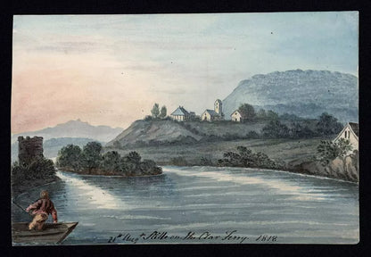 Elizabeth Campbell (1783-1861) Watercolour Painting - Clar Ferry Switzerland 1818