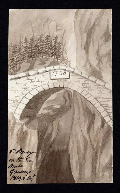 Elizabeth Campbell (1783-1861) Watercolour Painting - Bridge At Via Mala - Viamala Pass, Grisons Switzerland 1819