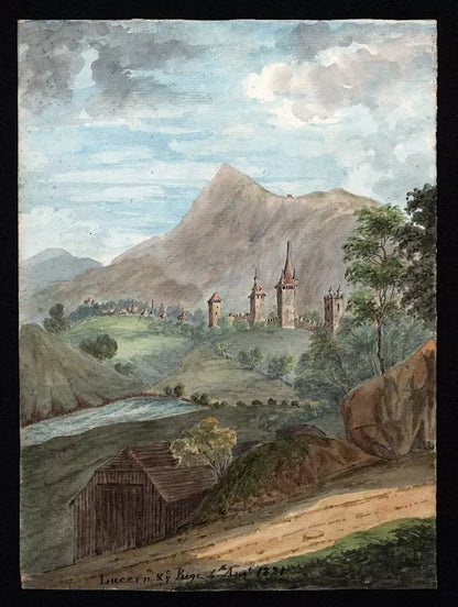 Elizabeth Campbell (1783-1861) - Watercolour Painting - Lucerne and Rigi Switzerland 1821