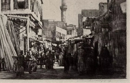 Mortimer Luddington Menpes - Pencil Signed Etching - Street Scene Cairo Egypt