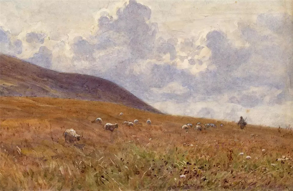 Sir Ernest Albert Waterlow (1850-1919) Watercolour Painting Sussex / South Downs
