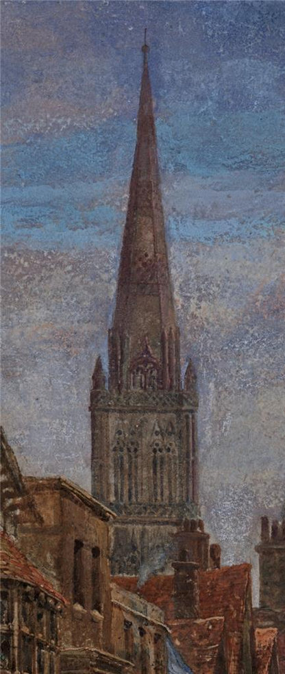 Louise Rayner (1832-1924) - Watercolour Painting - High Street Salisbury - Cathedral