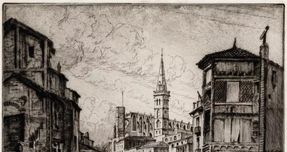 Douglas Ian Smart (1879-1970) Signed Etching - Manresa Spain - 20th Century